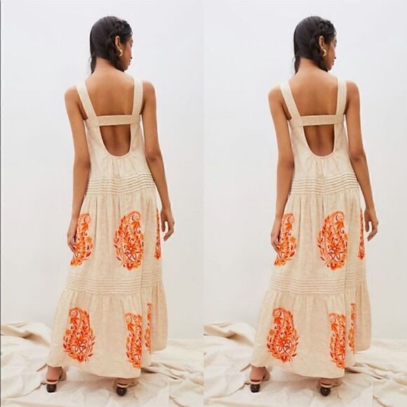 Anthropologie Felicity Embroidered Maxi Dress Size XS - Picture 4 of 10
